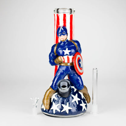 12" Captain Star Glass Bong – 9mm Thick Superhero-Themed Glass