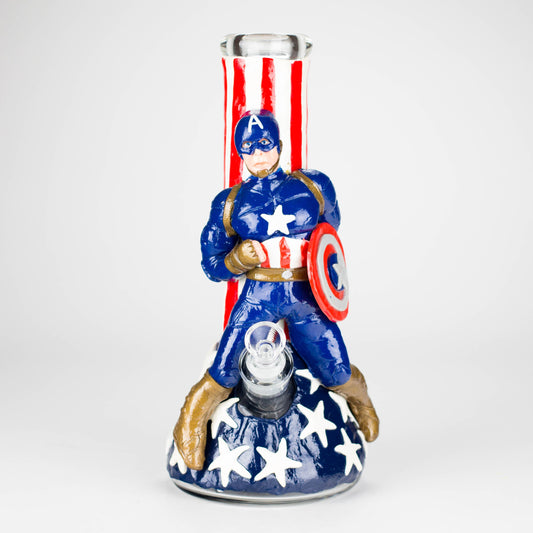 12" Captain Star Glass Bong – 9mm Thick Superhero-Themed Glass