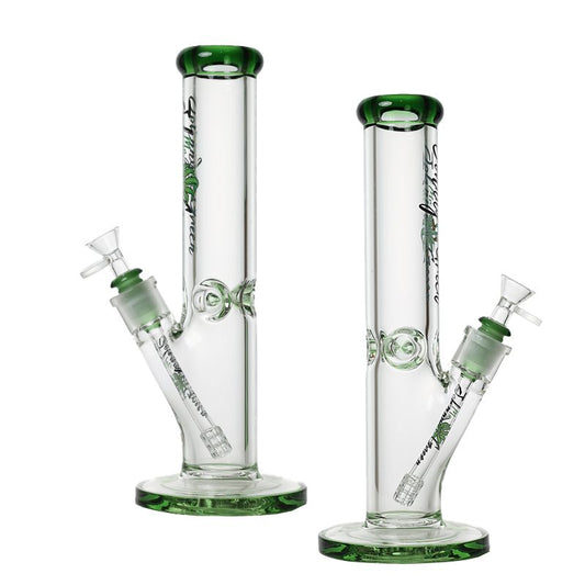 Johnny Green 12″ 9mm Straight Tube with Grid Percolator Slide – Green (MJG-012)