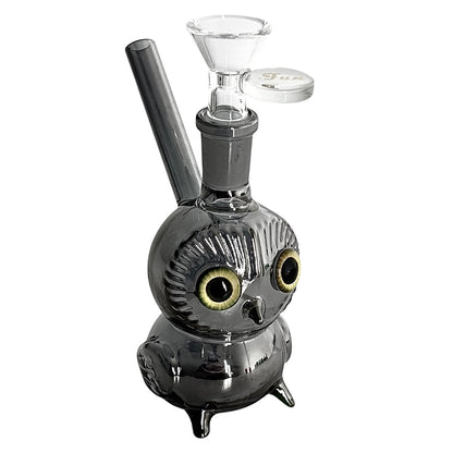 5.5" Owl Design Electroplate Glass Bong – Compact & Stemless