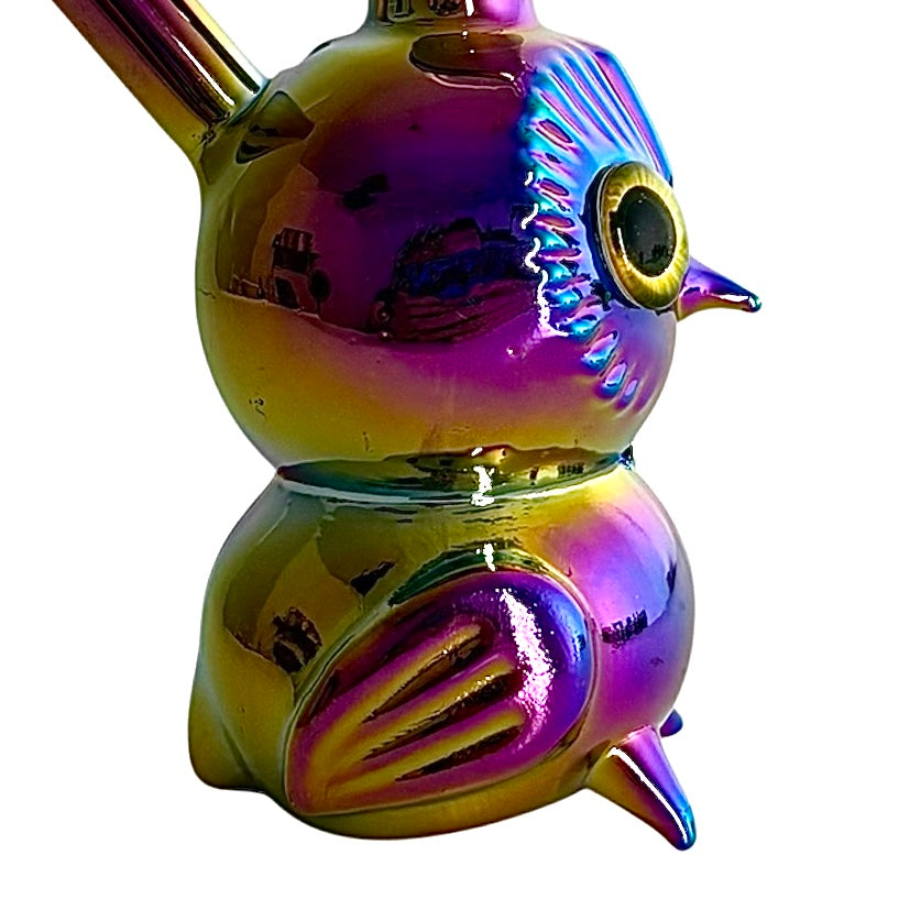 5.5" Owl Design Electroplate Glass Bong – Compact & Stemless