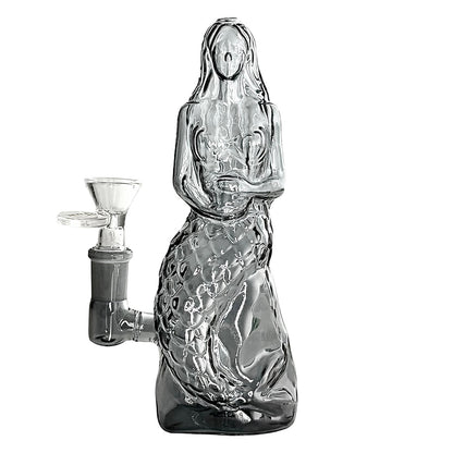 7" Mermaid Design Electroplate Glass Bong – Compact & Stemless