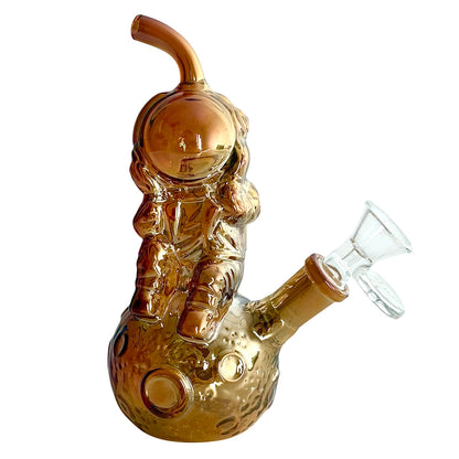 6" Astronaut Design Electroplate Glass Bong – Compact & Stemless