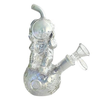 6" Astronaut Design Electroplate Glass Bong – Compact & Stemless