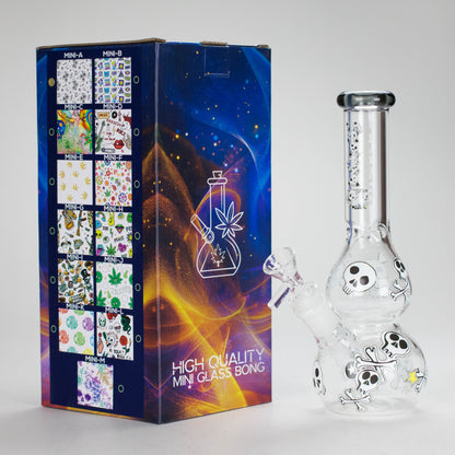 Haze | 9″ Skulls Bubble Glass Bong – Charcoal Black (Mini-P)