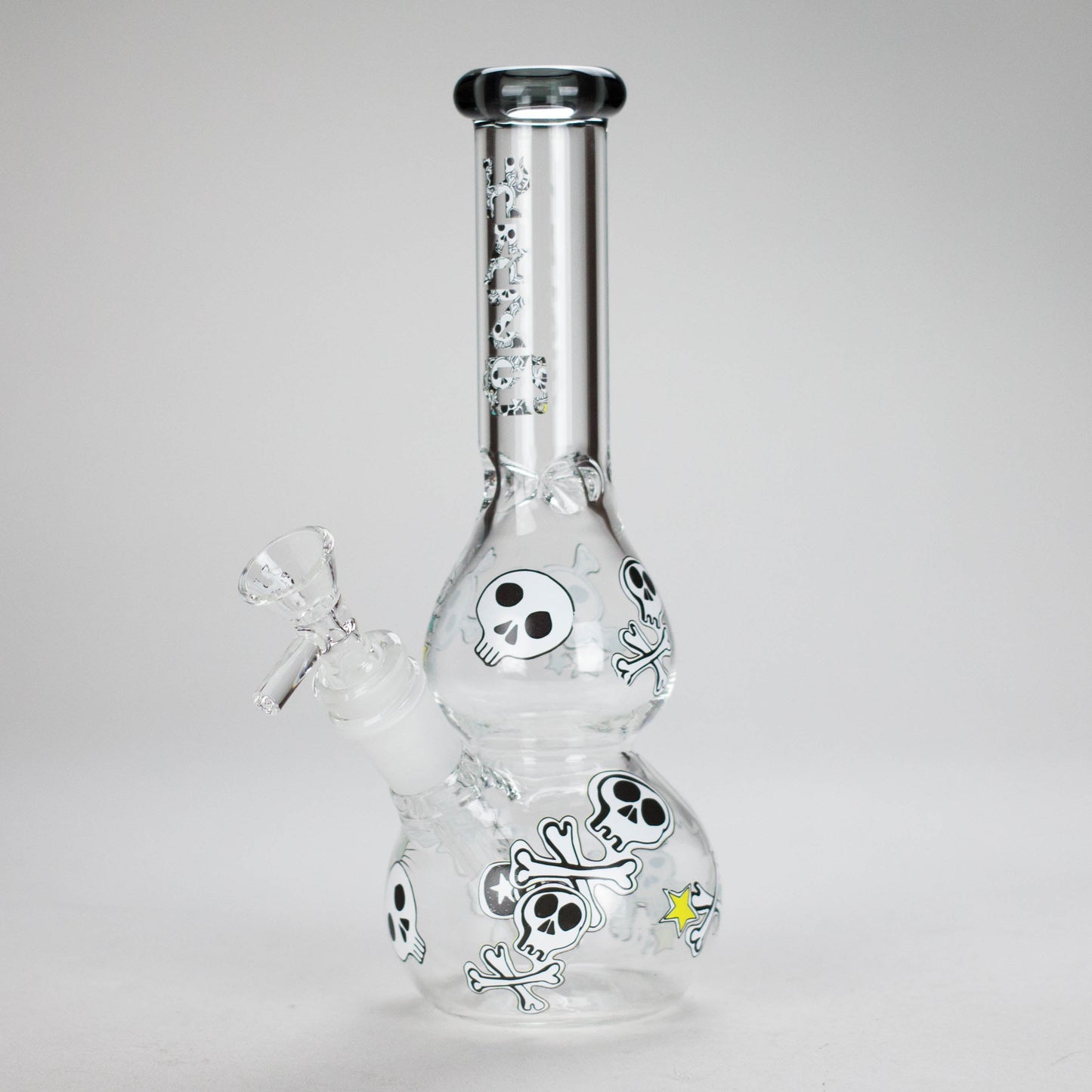 Haze | 9″ Skulls Bubble Glass Bong – Charcoal Black (Mini-P)