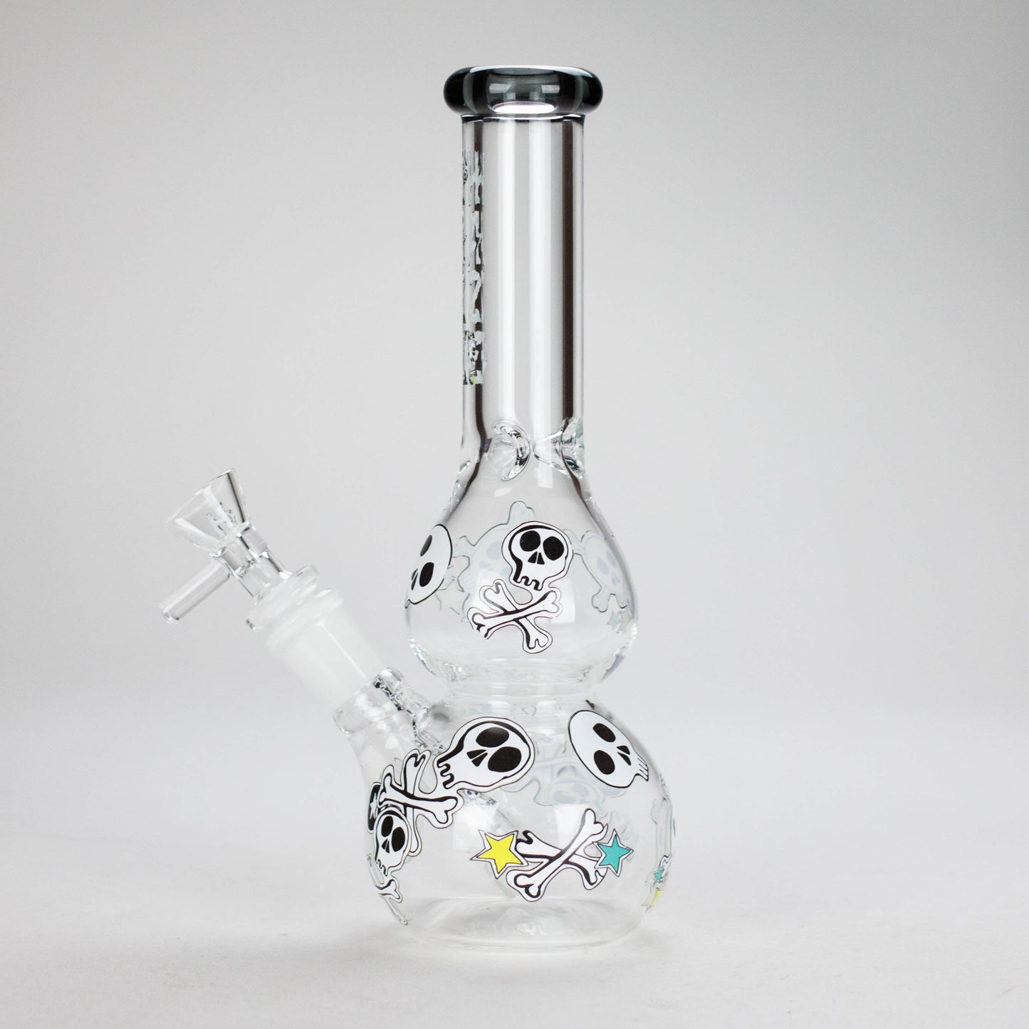 Haze | 9″ Skulls Bubble Glass Bong – Charcoal Black (Mini-P)