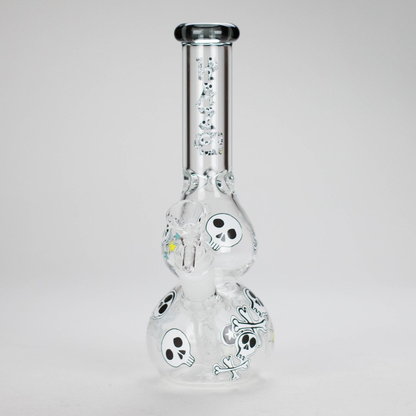 Haze | 9″ Skulls Bubble Glass Bong – Charcoal Black (Mini-P)