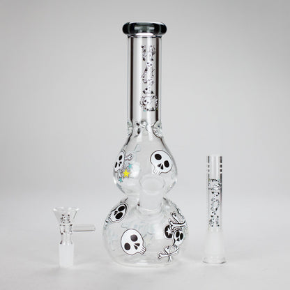 Haze | 9″ Skulls Bubble Glass Bong – Charcoal Black (Mini-P)