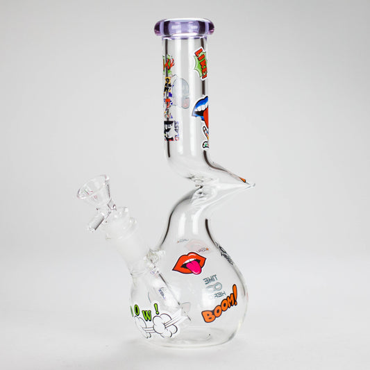 Haze | 9″ Zong Glass Bong with Color Lip – Purple (Mini-W)