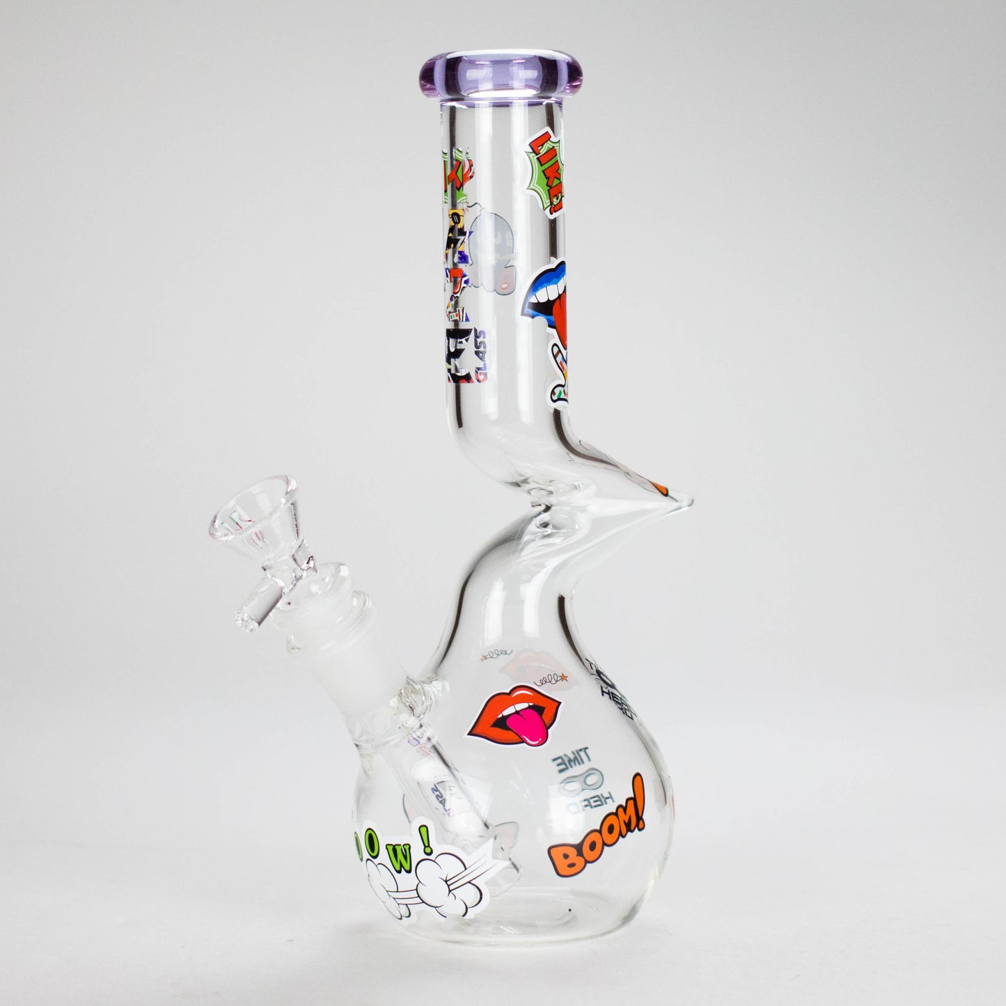 Haze | 9″ Zong Glass Bong with Color Lip – Purple (Mini-W)