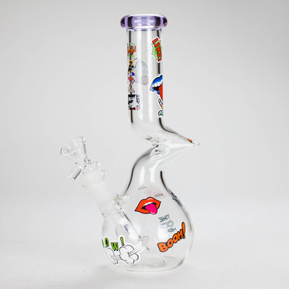 Haze | 9″ Zong Glass Bong with Color Lip – Purple (Mini-W)