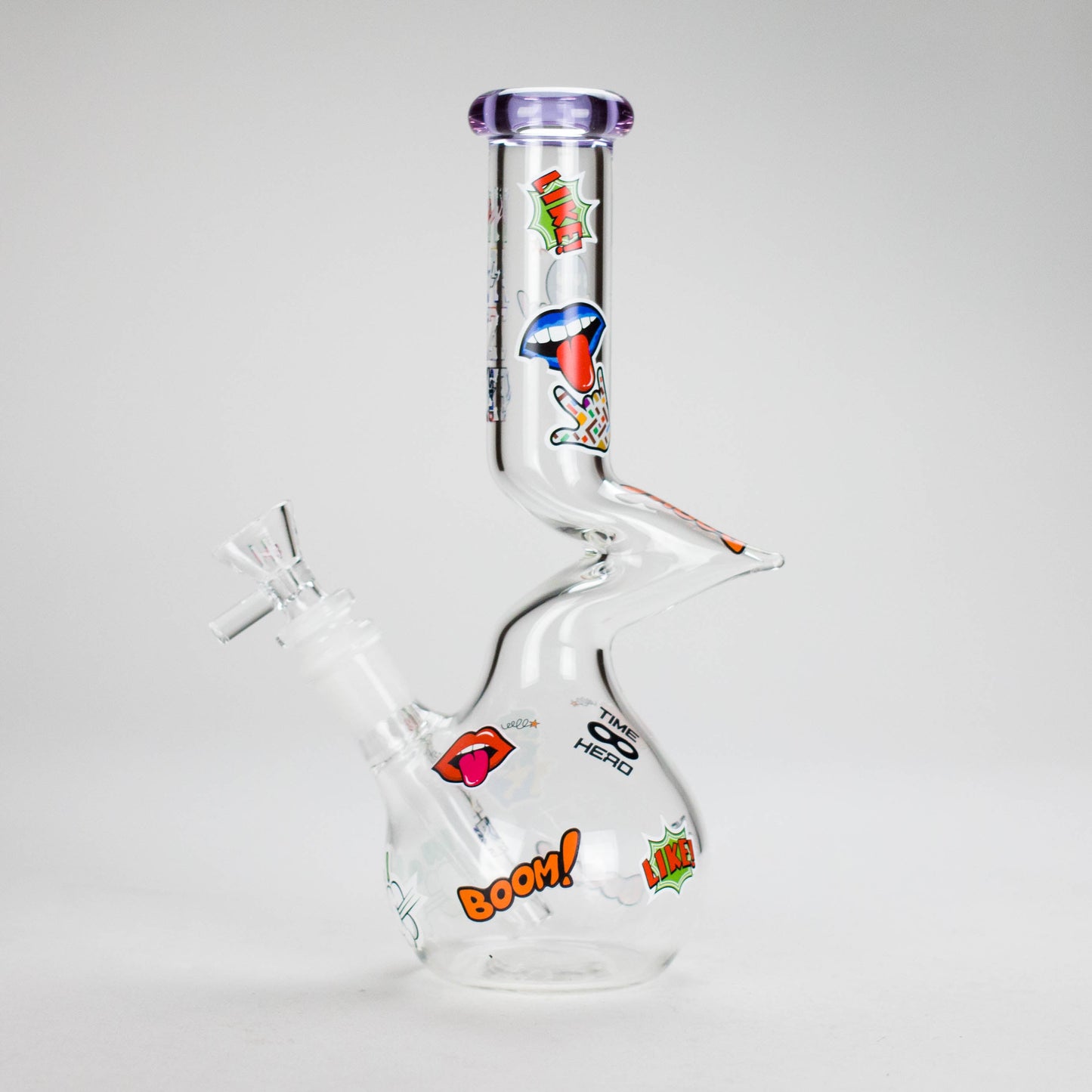Haze | 9″ Zong Glass Bong with Color Lip – Purple (Mini-W)