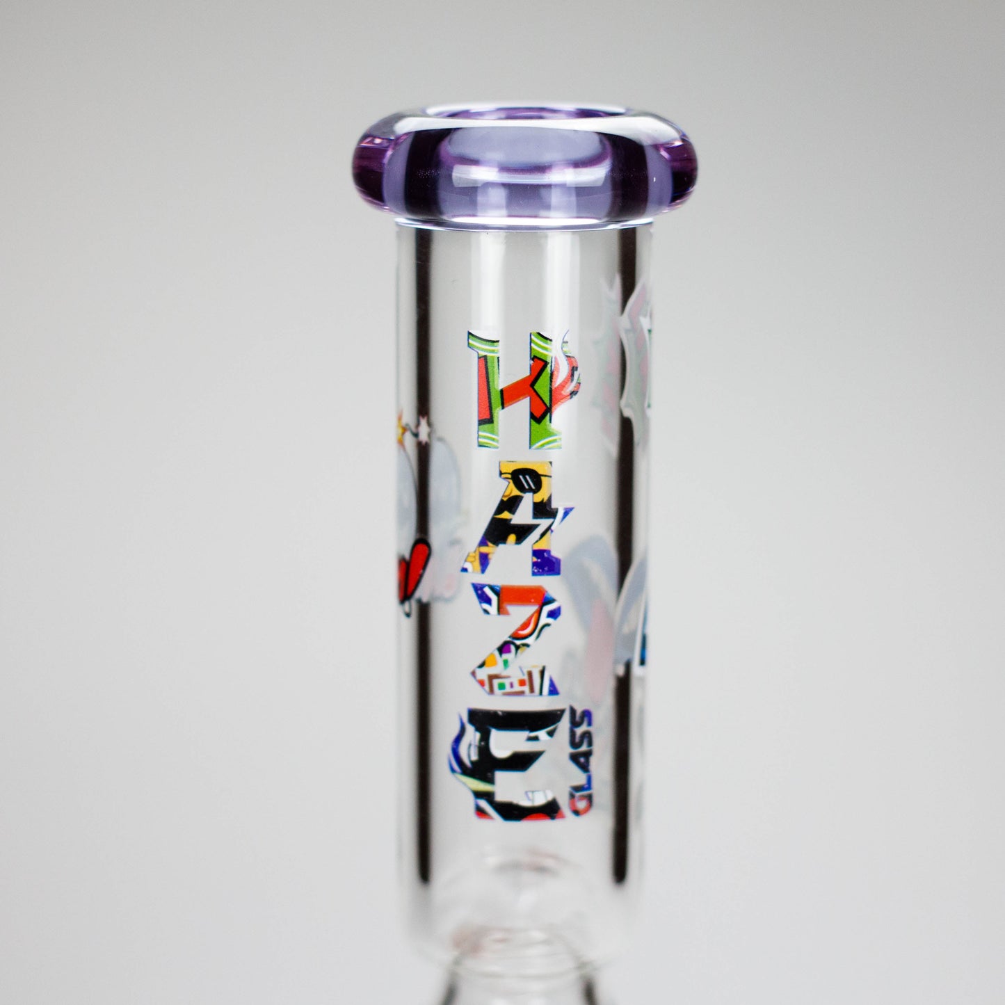 Haze | 9″ Zong Glass Bong with Color Lip – Purple (Mini-W)