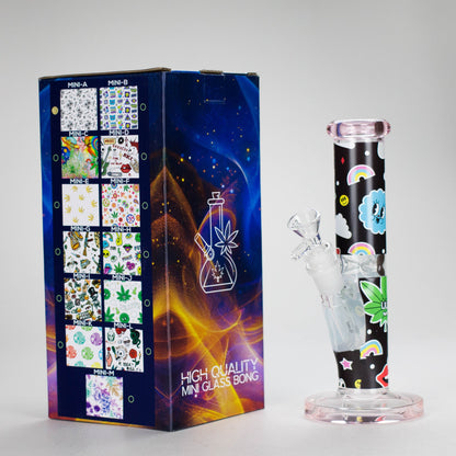 Haze | 9″ Face Emoji Straight Tube Glass Bong with Color End – Pink (Mini-Z)