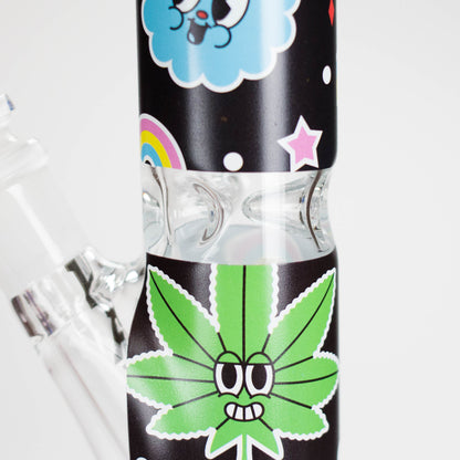 Haze | 9″ Face Emoji Straight Tube Glass Bong with Color End – Pink (Mini-Z)