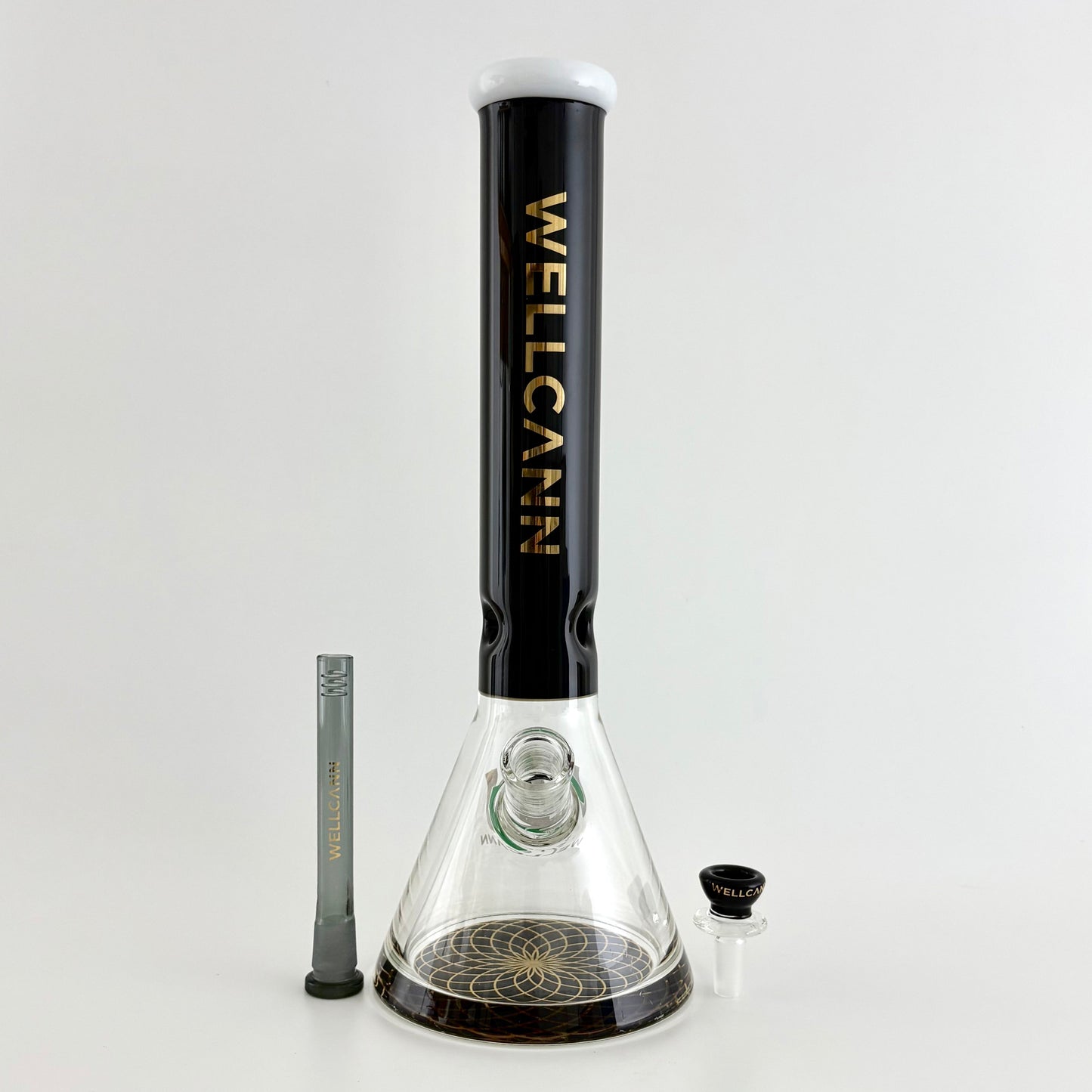 Wellcann | 14" Thickened Base Geometric Gold Beaker Glass Bong