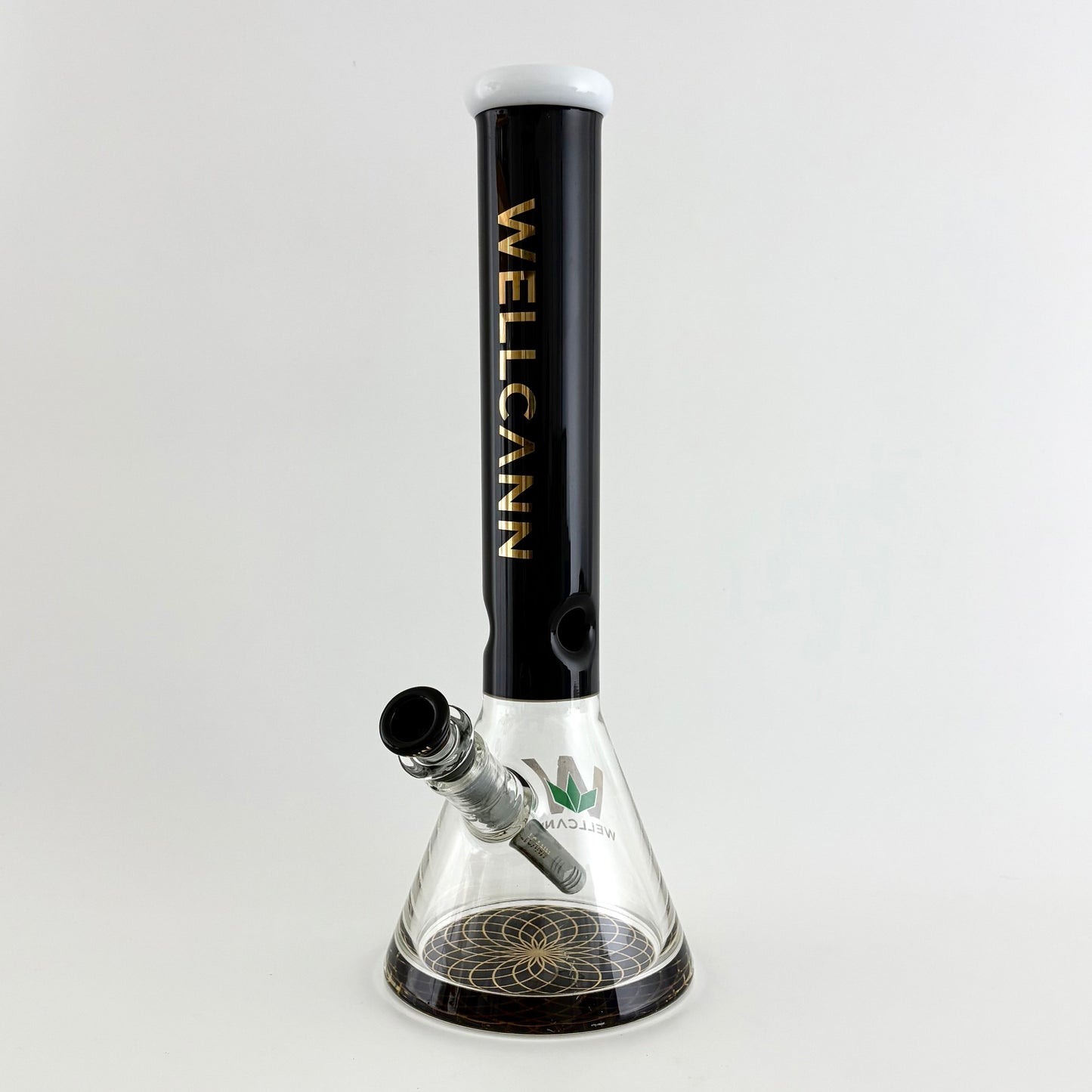 Wellcann | 14" Thickened Base Geometric Gold Beaker Glass Bong