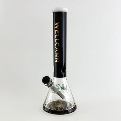 Wellcann | 14" Thickened Base Geometric Gold Beaker Glass Bong
