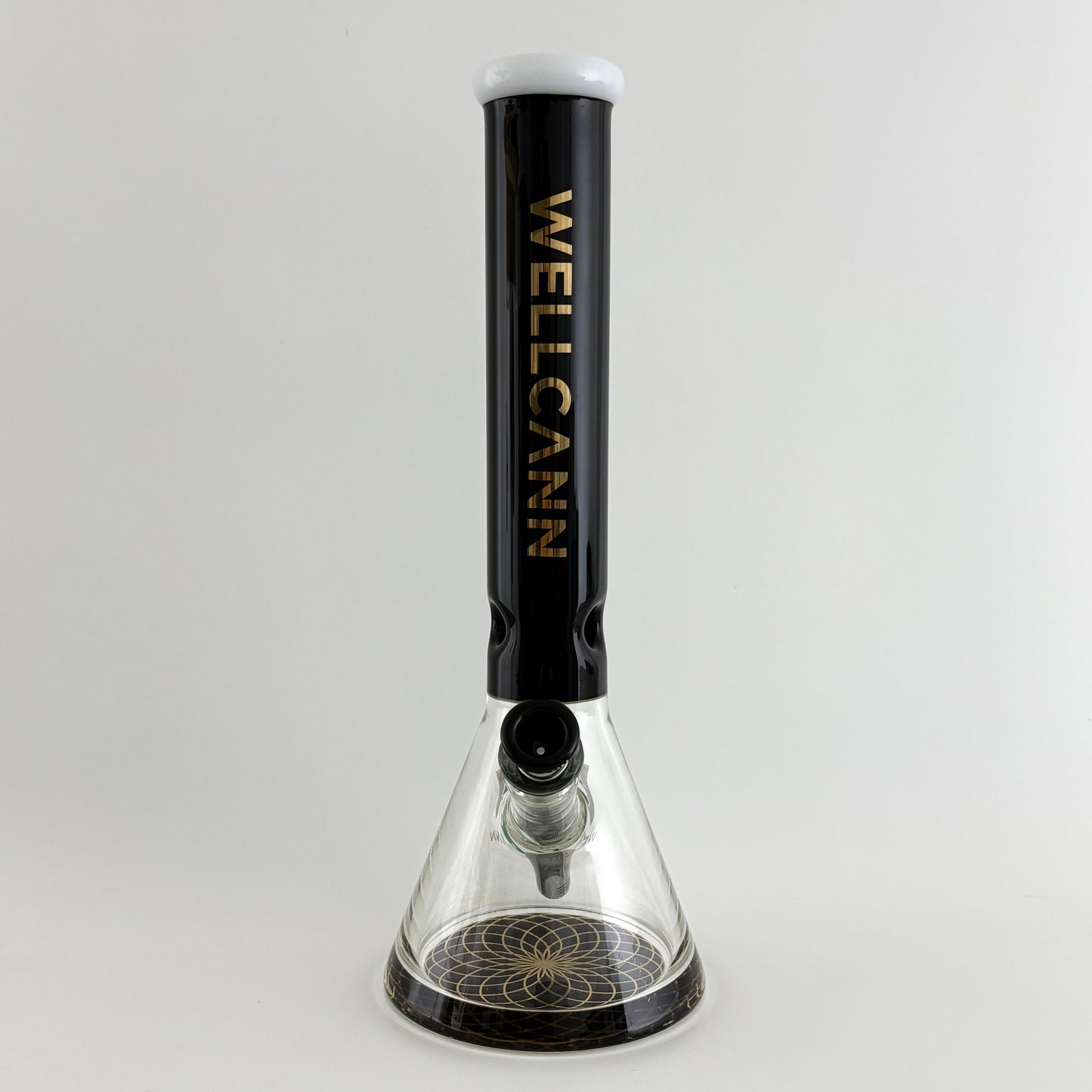 Wellcann | 14" Thickened Base Geometric Gold Beaker Glass Bong