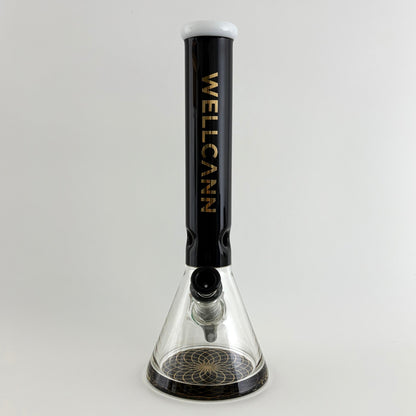 Wellcann | 14" Thickened Base Geometric Gold Beaker Glass Bong