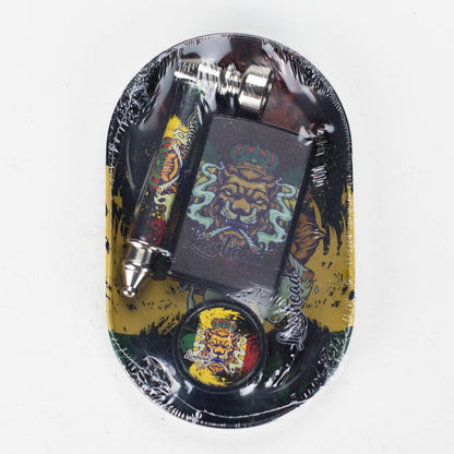 Metal Pipe & Lighter Gift Set – Includes Zippo-Style Lighter, Grinder & Tray