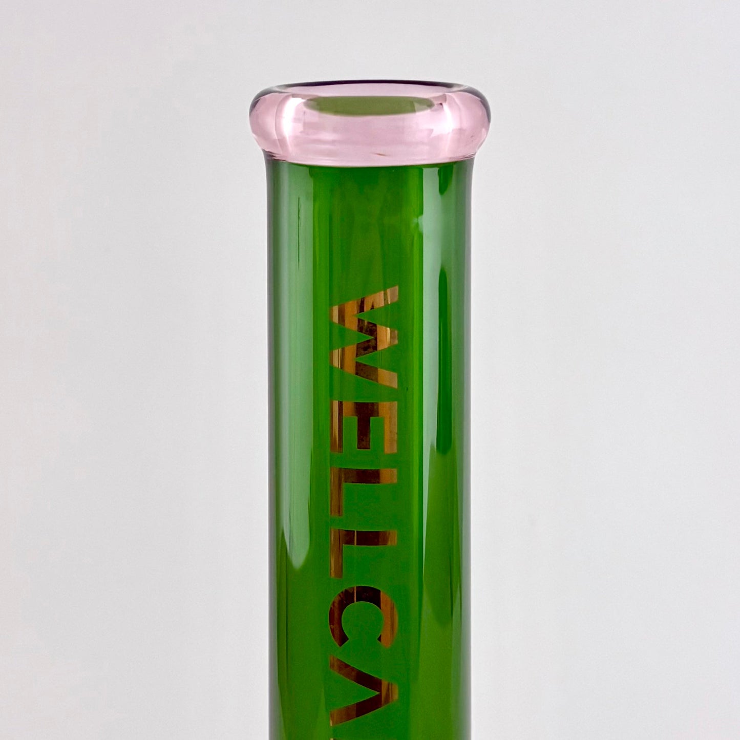 Wellcann | 14" Thickened Base Geometric Gold Beaker Glass Bong-Green