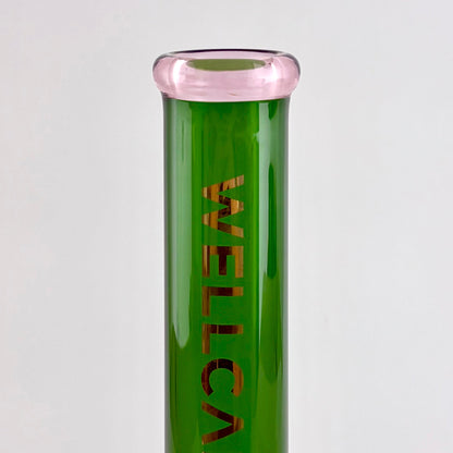 Wellcann | 14" Thickened Base Geometric Gold Beaker Glass Bong-Green