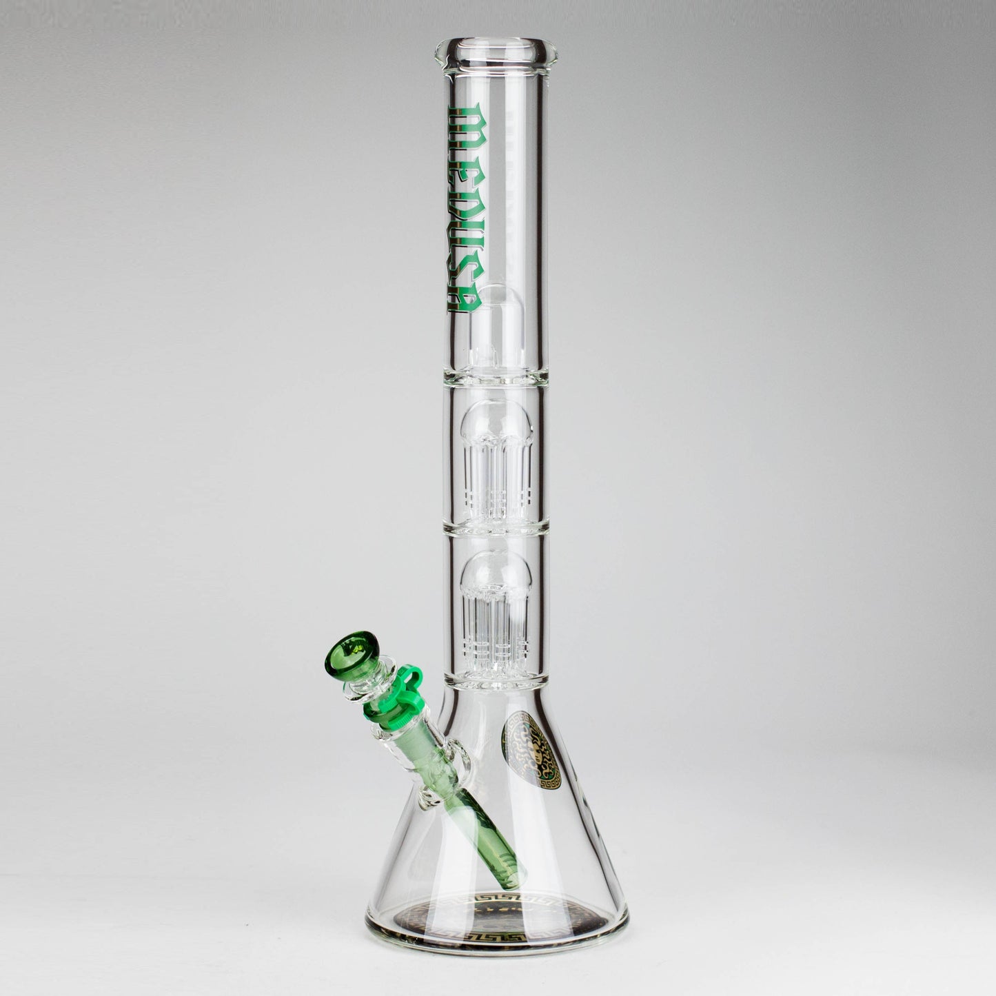 Medusa | 17" 7mm Double Tree Perc Glass Bong with Splash Guard