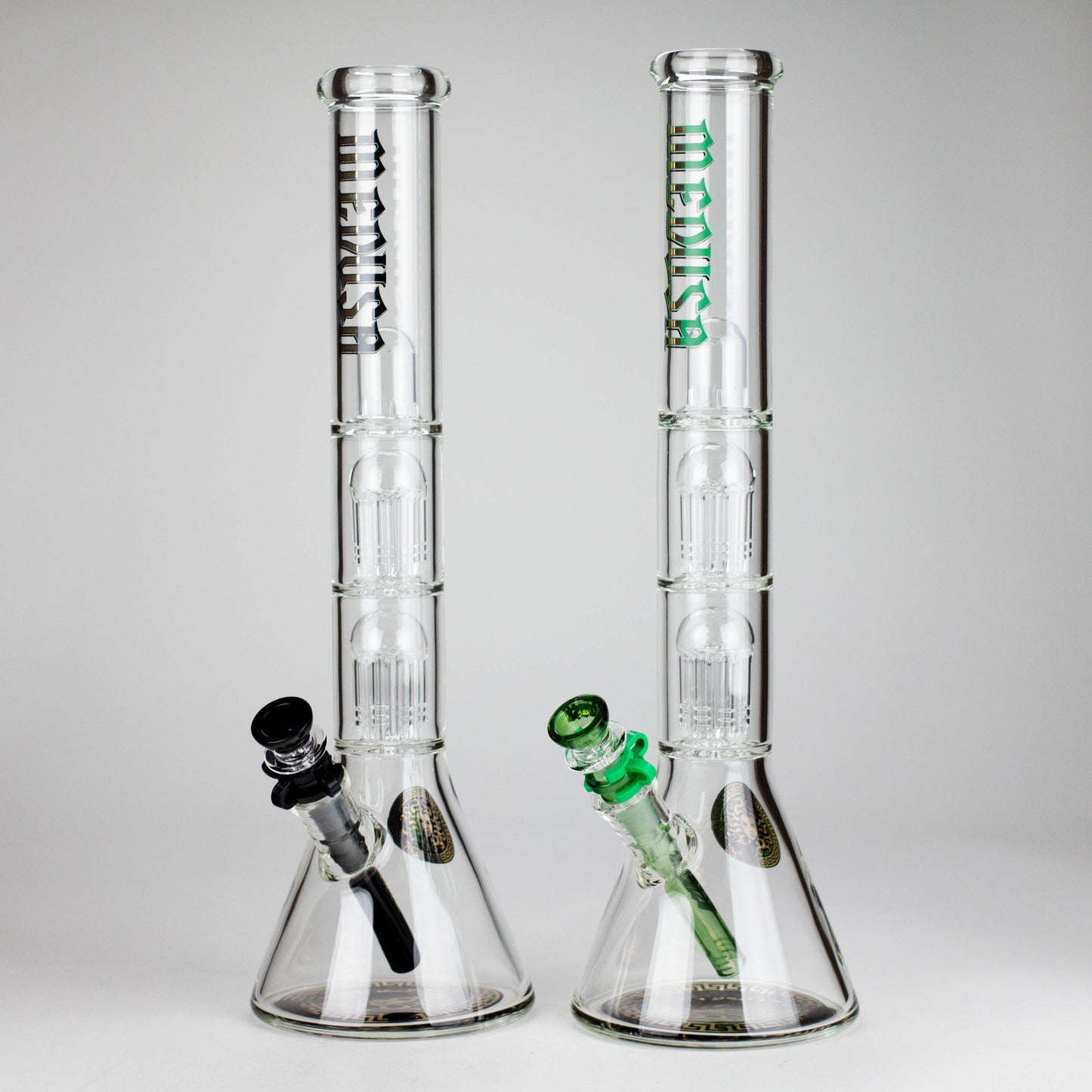 Medusa | 17" 7mm Double Tree Perc Glass Bong with Splash Guard