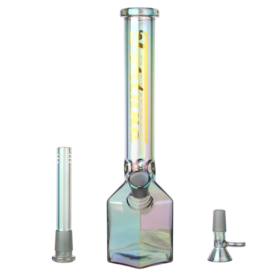 Fortune | 12" Hexagon Electroplated Barrel Base Glass Bong