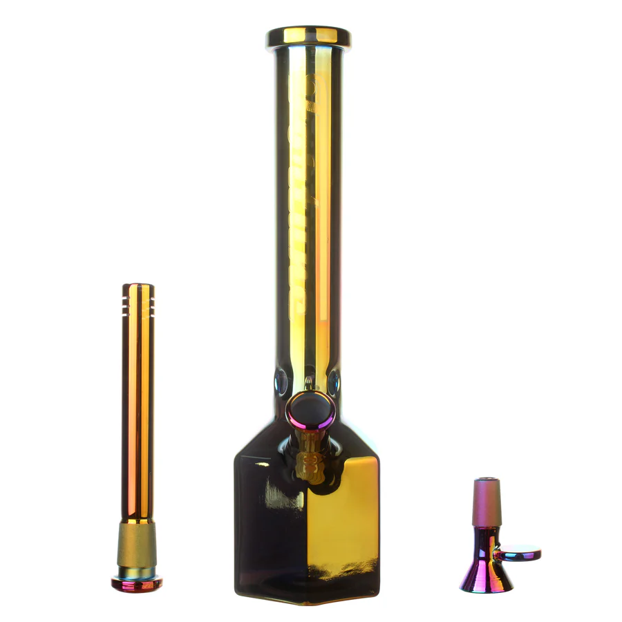 Fortune | 12" Hexagon Electroplated Barrel Base Glass Bong