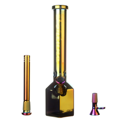 Fortune | 12" Hexagon Electroplated Barrel Base Glass Bong