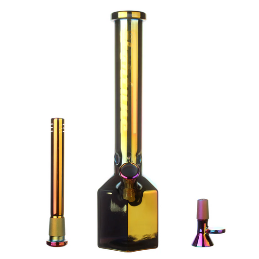 Fortune | 12" Hexagon Electroplated Barrel Base Glass Bong