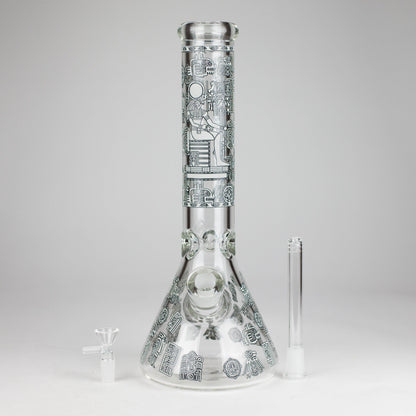 14" Glow-in-the-Dark Egyptian Design Beaker Bong – 7mm Thick
