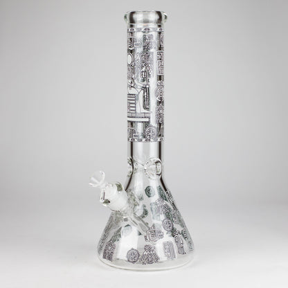 14" Glow-in-the-Dark Egyptian Design Beaker Bong – 7mm Thick