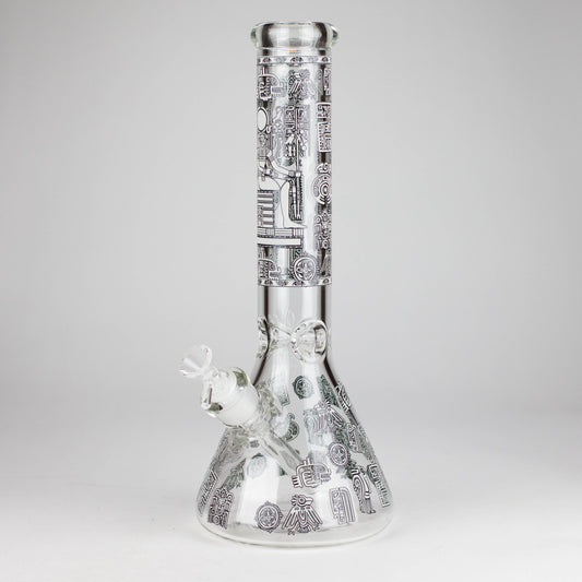 14" Glow-in-the-Dark Egyptian Design Beaker Bong – 7mm Thick