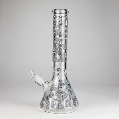 14" Glow-in-the-Dark Egyptian Design Beaker Bong – 7mm Thick