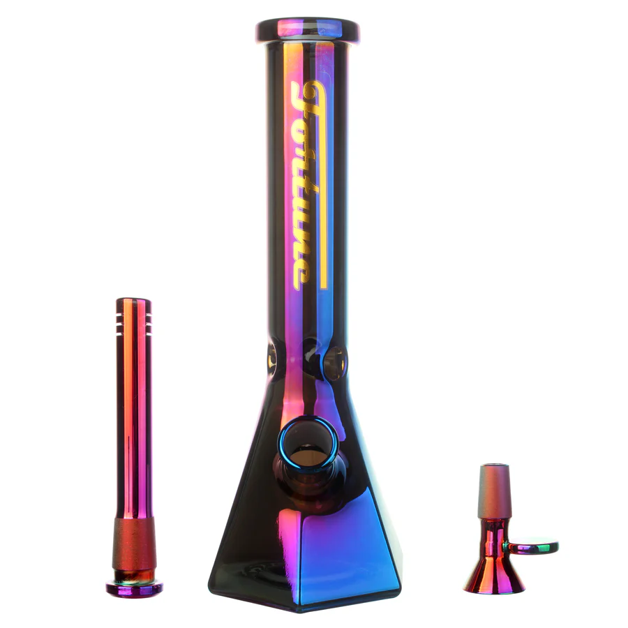Fortune | Electroplated 10" 5mm Hexagon Glass Beaker Bong - 4 Assorted Colours