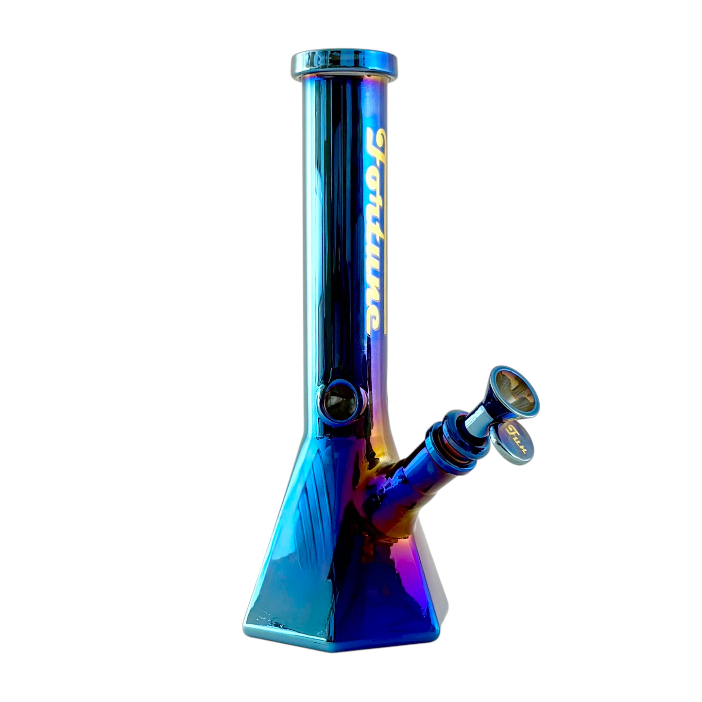 Fortune | Electroplated 10" 5mm Hexagon Glass Beaker Bong - 4 Assorted Colours
