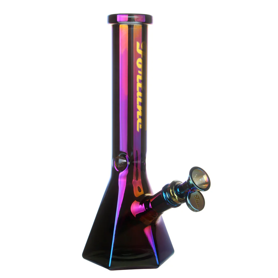 Fortune | Electroplated 10" 5mm Hexagon Glass Beaker Bong - 4 Assorted Colours