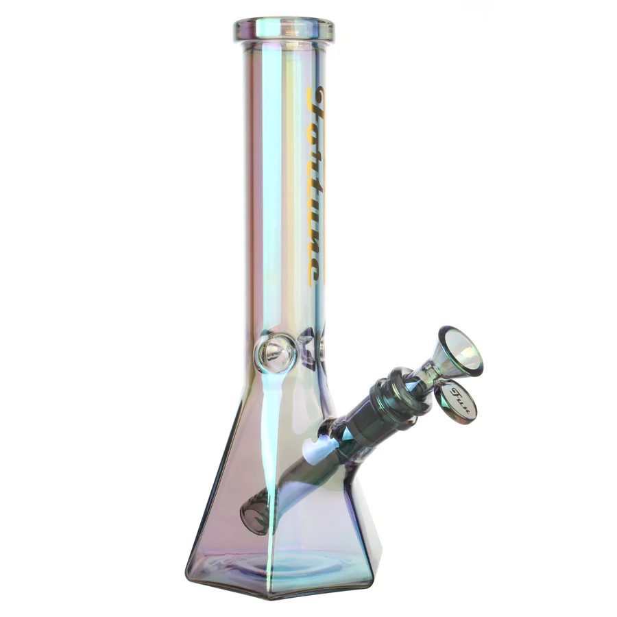 Fortune | Electroplated 10" 5mm Hexagon Glass Beaker Bong - 4 Assorted Colours