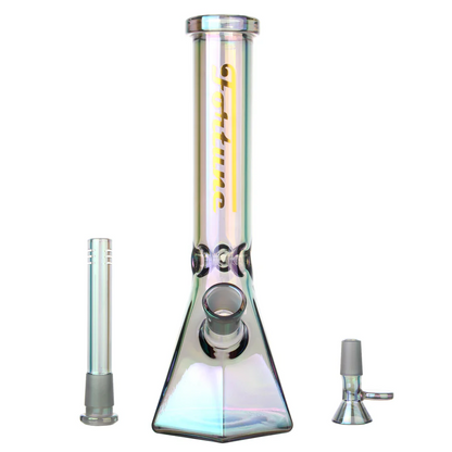 Fortune | Electroplated 10" 5mm Hexagon Glass Beaker Bong - 4 Assorted Colours