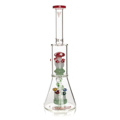 Red Eye Glass® | 12" Tall Red Amanita Dual Chamber Beaker Base Water Pipe