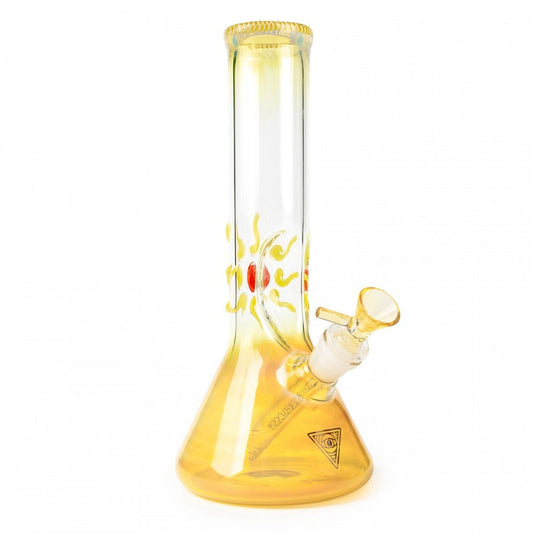 Red Eye Glass® | 9" Tall Yellow Glass-On-Glass Sun Tube W/Beaker Base & Ice Catcher
