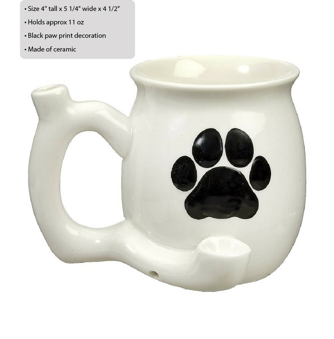 dog paw mug - white with black paw