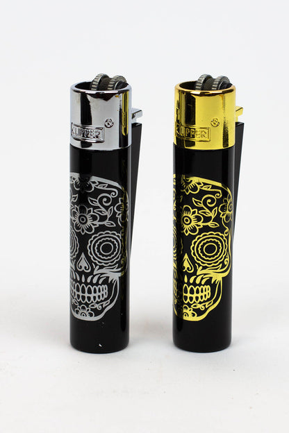 CLIPPER BLACK/GOLD SKULL CMP11 METAL LIGHTERS COLLECTION BOX OF 12