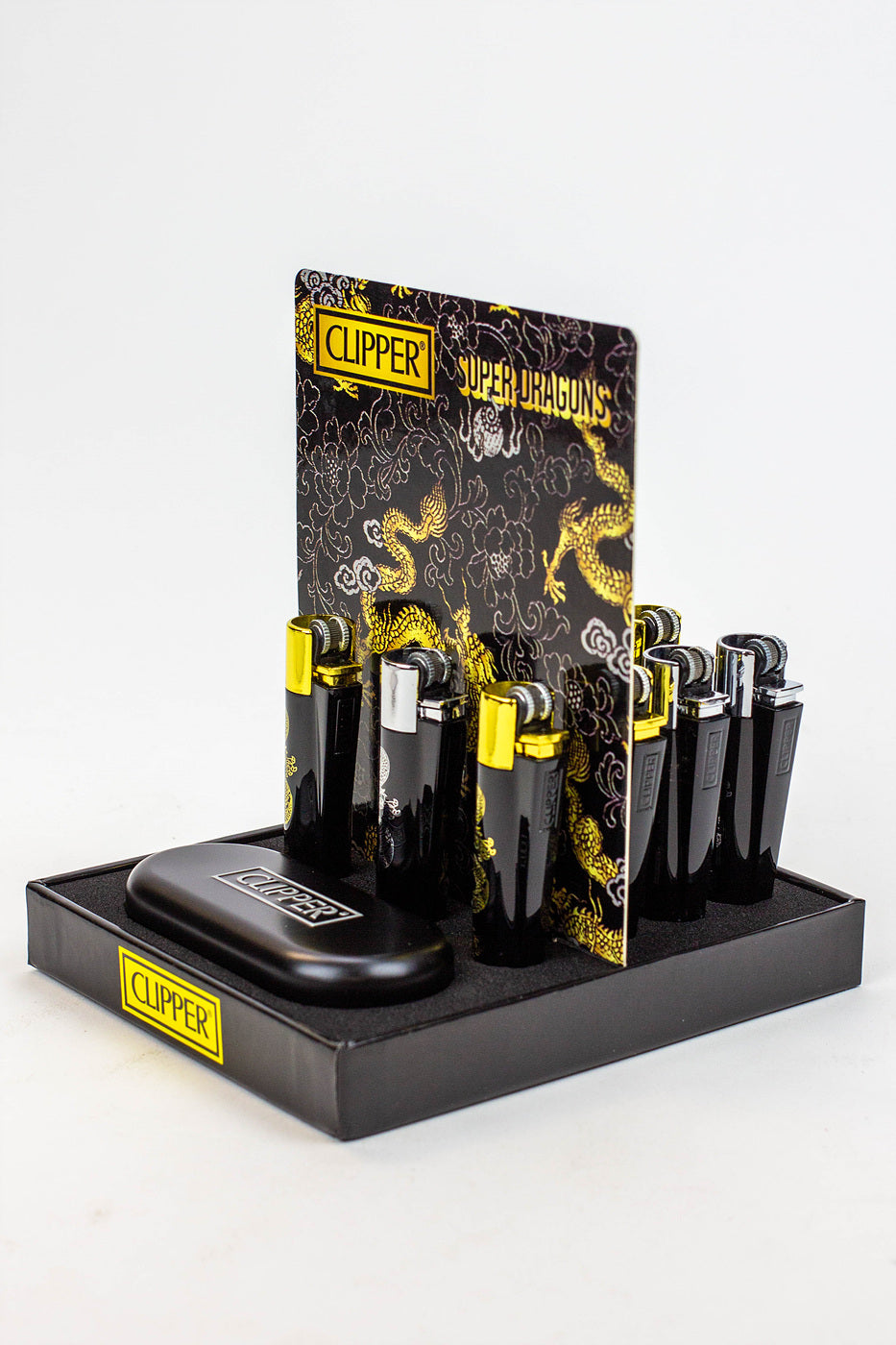 CLIPPER DRAGONS METAL LIGHTERS COLLECTION BOX OF 12