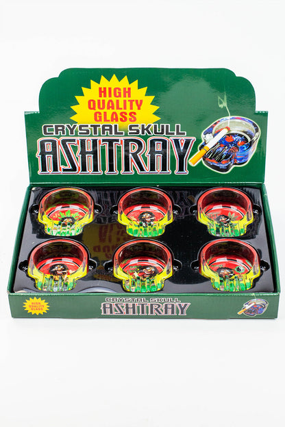 Skull shape glass ashtray Box of 6