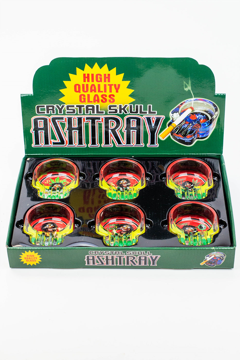 Skull shape glass ashtray Box of 6